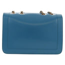Salvatore Ferragamo Vala Chain Vala Shoulder Bag Leather Blue Gold Auth 159137V-3