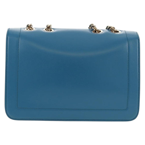 Salvatore Ferragamo Vala Chain Vala Shoulder Bag Leather Blue Gold Auth 159137V