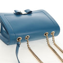 Salvatore Ferragamo Vala Chain Vala Shoulder Bag Leather Blue Gold Auth 159137V-6