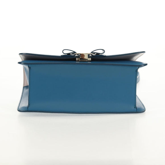 Salvatore Ferragamo Vala Chain Vala Shoulder Bag Leather Blue Gold Auth 159137V