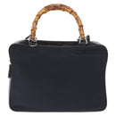 GUCCI Bamboo Hand Bag Nylon 2way Black Silver 000 2040 0538 Auth 159138-2