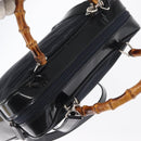 GUCCI Bamboo Hand Bag Nylon 2way Black Silver 000 2040 0538 Auth 159138-6