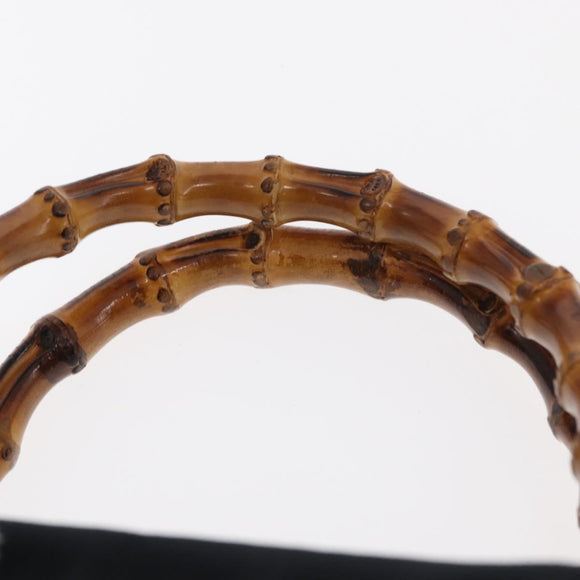 GUCCI Bamboo Hand Bag Nylon 2way Black Silver 000 2040 0538 Auth 159138