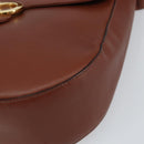 Salvatore Ferragamo Gancini Shoulder Bag Leather Brown Gold Auth 159139-9