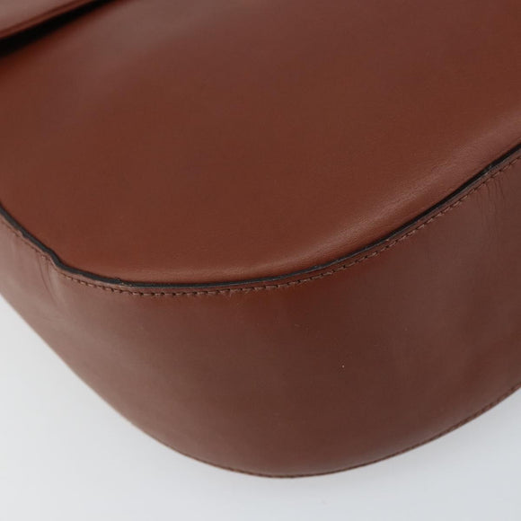 Salvatore Ferragamo Gancini Shoulder Bag Leather Brown Gold Auth 159139