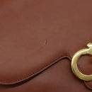 Salvatore Ferragamo Gancini Shoulder Bag Leather Brown Gold Auth 159139-10