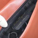 Salvatore Ferragamo Gancini Shoulder Bag Leather Brown Gold Auth 159139-12