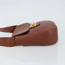 Salvatore Ferragamo Gancini Shoulder Bag Leather Brown Gold Auth 159139-4