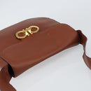 Salvatore Ferragamo Gancini Shoulder Bag Leather Brown Gold Auth 159139-6