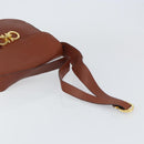 Salvatore Ferragamo Gancini Shoulder Bag Leather Brown Gold Auth 159139-7