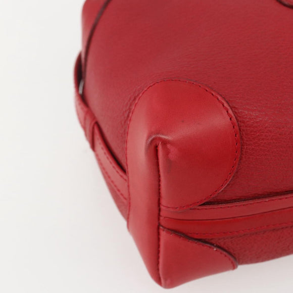 GUCCI Shoulder Bag Leather Red Gold Auth 159140