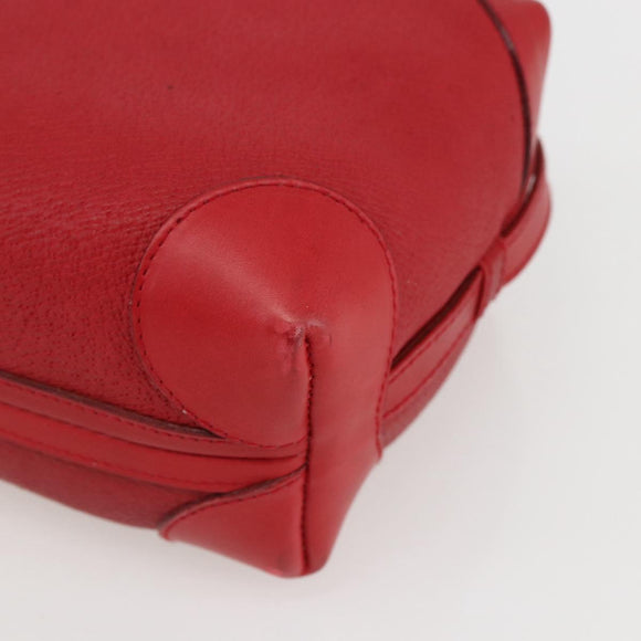 GUCCI Shoulder Bag Leather Red Gold Auth 159140