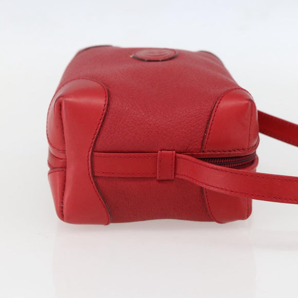 GUCCI Shoulder Bag Leather Red Gold Auth 159140