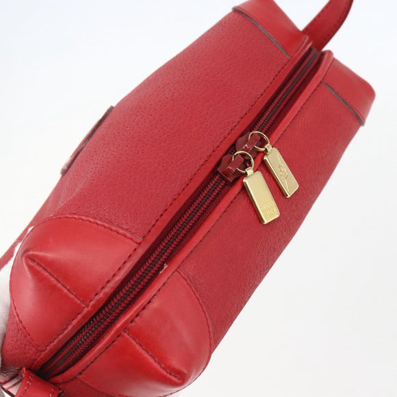 GUCCI Shoulder Bag Leather Red Gold Auth 159140