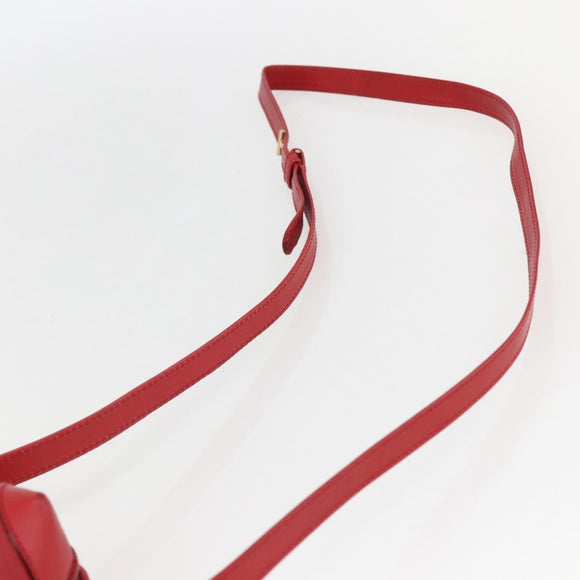 GUCCI Shoulder Bag Leather Red Gold Auth 159140