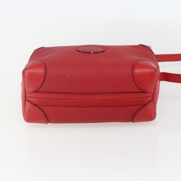 GUCCI Shoulder Bag Leather Red Gold Auth 159140