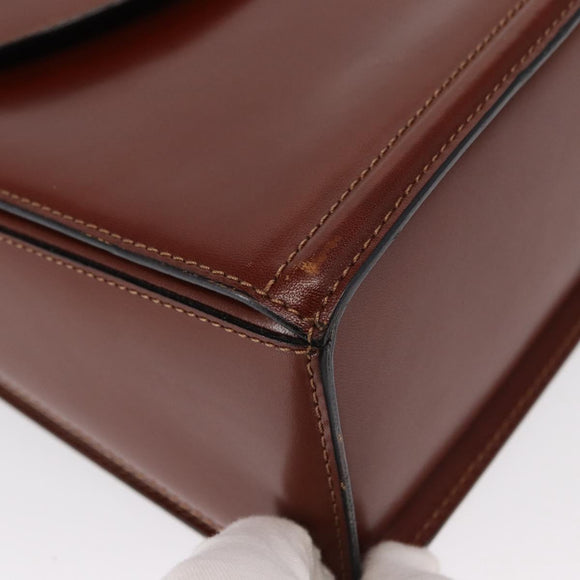 BALLY Hand Bag Leather 2way Brown Gold Auth 159141