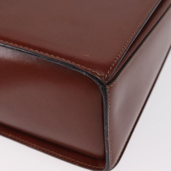 BALLY Hand Bag Leather 2way Brown Gold Auth 159141