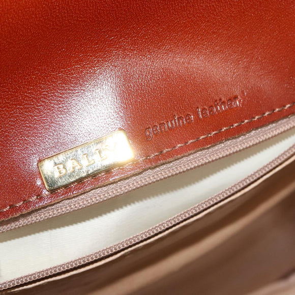 BALLY Hand Bag Leather 2way Brown Gold Auth 159141