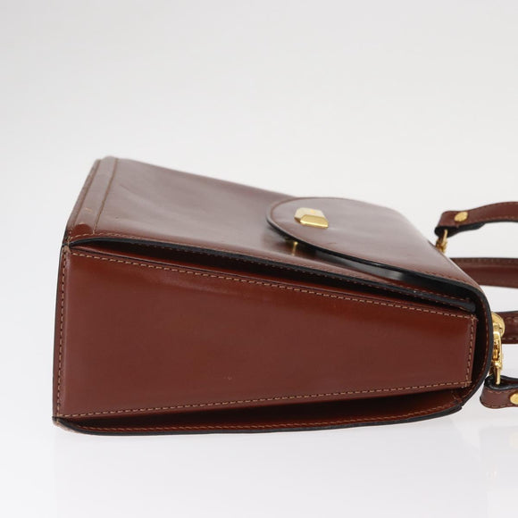 BALLY Hand Bag Leather 2way Brown Gold Auth 159141