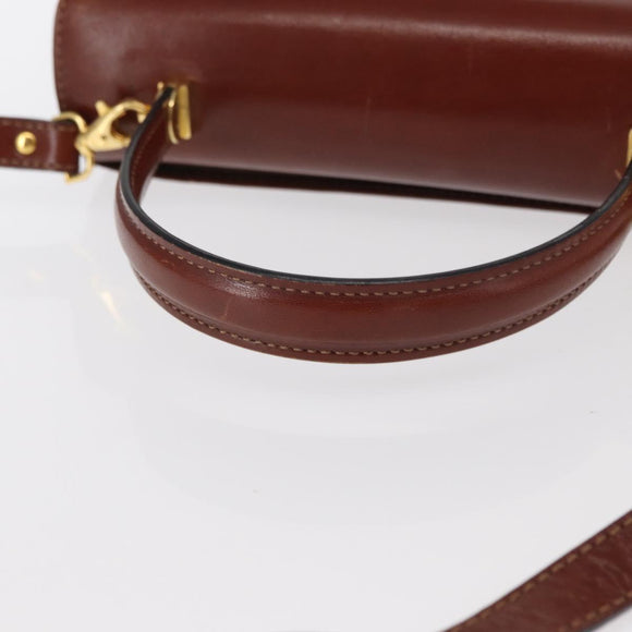 BALLY Hand Bag Leather 2way Brown Gold Auth 159141