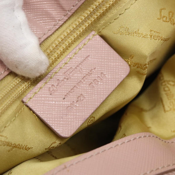 Salvatore Ferragamo Gancini Hand Bag Leather Pink Silver Auth 159143