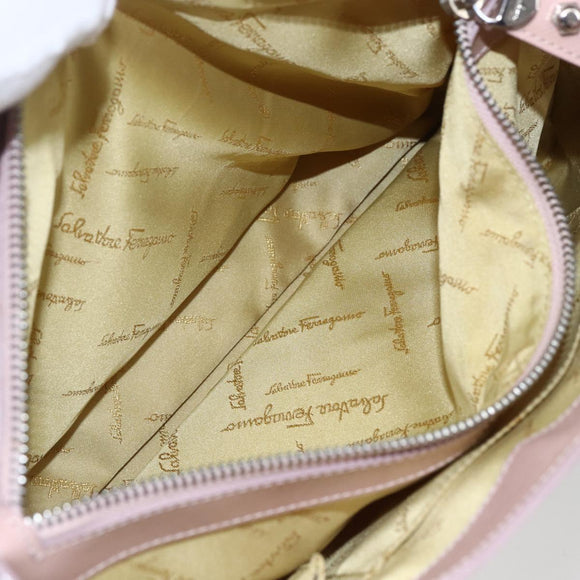 Salvatore Ferragamo Gancini Hand Bag Leather Pink Silver Auth 159143