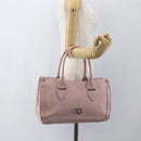 Salvatore Ferragamo Gancini Hand Bag Leather Pink Silver Auth 159143-22