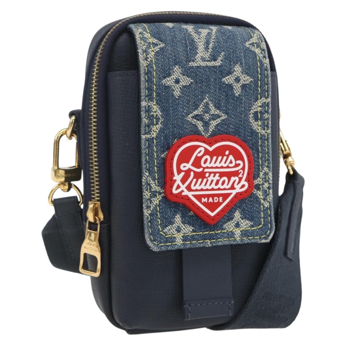 LOUIS VUITTON LV Squared Double Phone Pouch Blue M81060 LV Auth