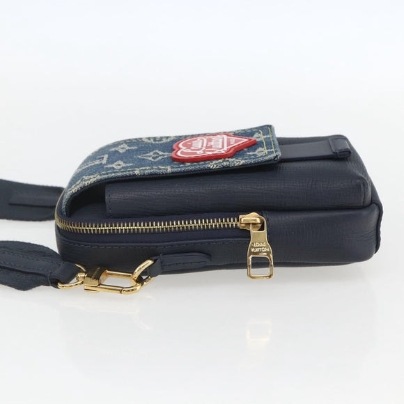 LOUIS VUITTON LV Squared Double Phone Pouch Blue M81060 LV Auth 159145SAM