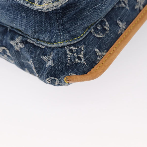 LOUIS VUITTON Monogram Denim Flat Shopper Tragetasche Blau M95018 LV Auth 159149SM