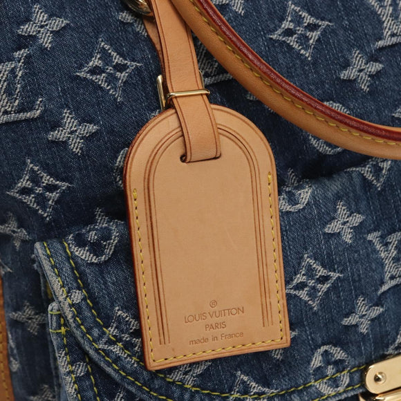 LOUIS VUITTON Monogram Denim Flat Shopper Tragetasche Blau M95018 LV Auth 159149SM