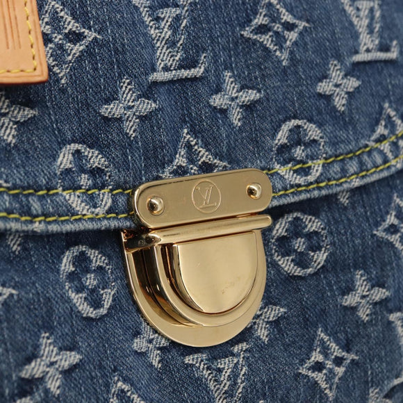 LOUIS VUITTON Monogram Denim Flat Shopper Tragetasche Blau M95018 LV Auth 159149SM