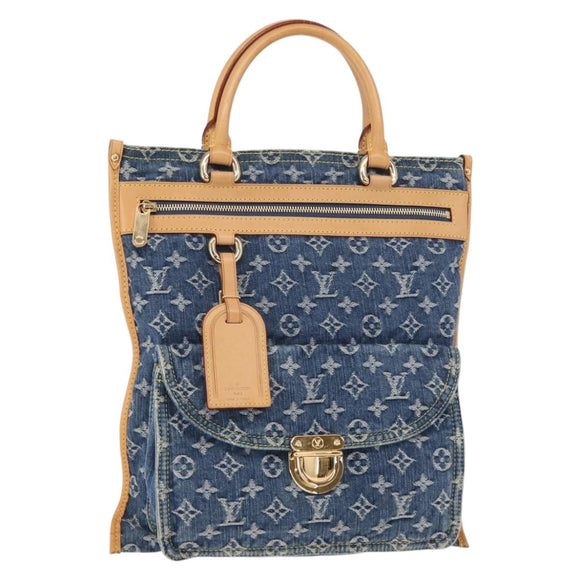 LOUIS VUITTON Monogram Denim Flat Shopper Tragetasche Blau M95018 LV Auth 159149SM