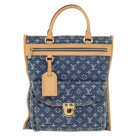 LOUIS VUITTON Monogram Denim Flat Shopper Tote Bag Blue M95018 LV Auth 159149SM