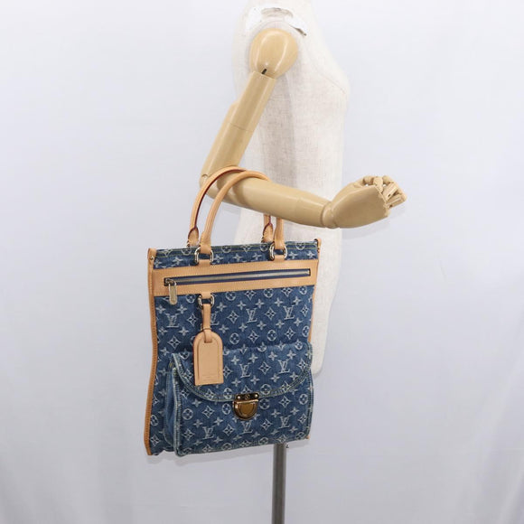 LOUIS VUITTON Monogram Denim Flat Shopper Tragetasche Blau M95018 LV Auth 159149SM