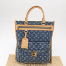 LOUIS VUITTON Monogram Denim Flat Shopper Tragetasche Blau M95018 LV Auth 159149SM-12