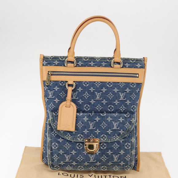 LOUIS VUITTON Monogram Denim Flat Shopper Tragetasche Blau M95018 LV Auth 159149SM