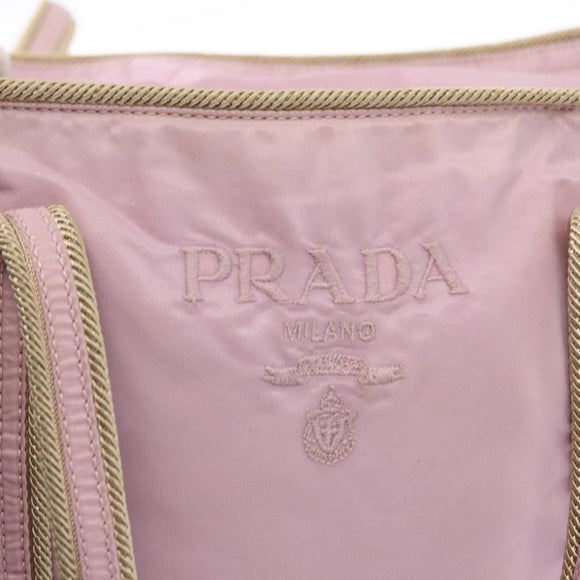 PRADA Hand Bag Nylon Pink Silver Auth 159153