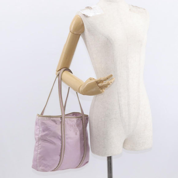 PRADA Hand Bag Nylon Pink Silver Auth 159153