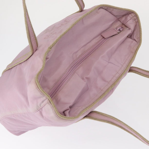 PRADA Hand Bag Nylon Pink Silver Auth 159153