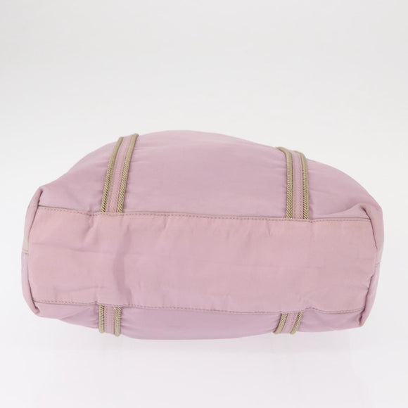 PRADA Hand Bag Nylon Pink Silver Auth 159153