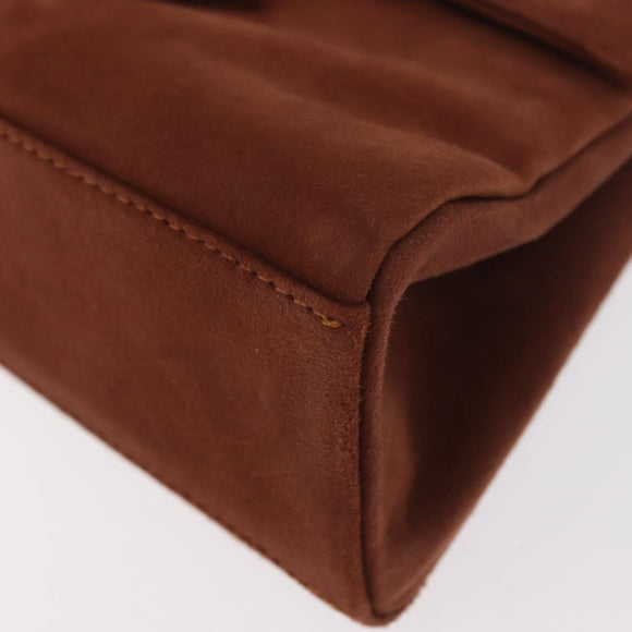 GIVENCHY Hand Bag Suede Brown Gold Auth 159158