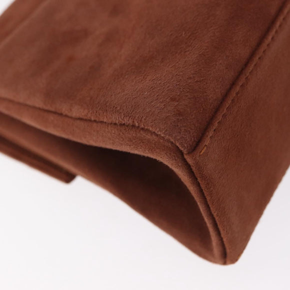 GIVENCHY Hand Bag Suede Brown Gold Auth 159158