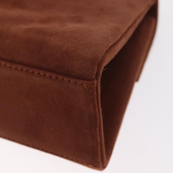 GIVENCHY Hand Bag Suede Brown Gold Auth 159158