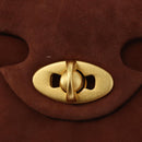 GIVENCHY Hand Bag Suede Brown Gold Auth 159158-14