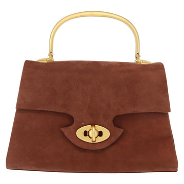 GIVENCHY Hand Bag Suede Brown Gold Auth 159158 - 0
