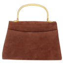 GIVENCHY Hand Bag Suede Brown Gold Auth 159158-3