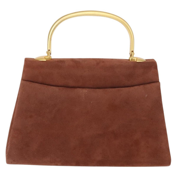 GIVENCHY Hand Bag Suede Brown Gold Auth 159158