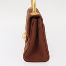 GIVENCHY Hand Bag Suede Brown Gold Auth 159158-4
